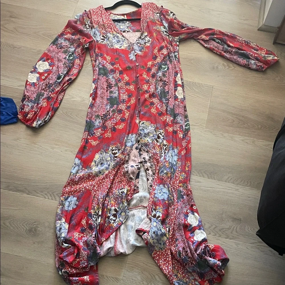 Floral free people Red Maxi Dress - Picture 1 of 5